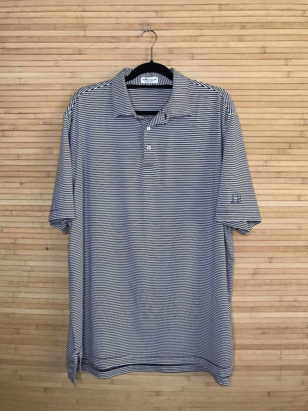 Peter Millar Polo Shirt sz XL Navy Blue White Outdoors Summer Comfort Men